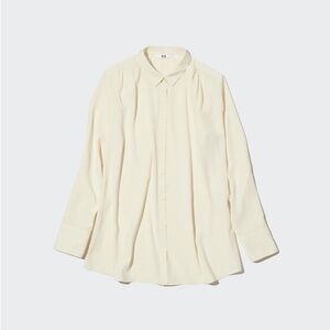 2 Uniqlo Ivory satiny Button-Up Shirt